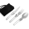 1pcs  Ultralight Stainless Steel Fork, Spoon Tableware, Foldable. Set Of Dishes For Camping - Cooking