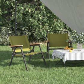 Camping Chairs 2 pcs Green, Oxford Fabric