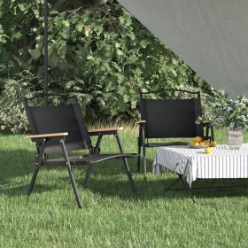 Camping Chairs 2 pcs Black, Oxford Fabric