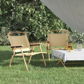 Camping Chairs 2 pcs Beige, Oxford Fabric