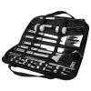 Stainless Steel BBQ Grill Tool Kit, Utensil Accessories with Spatula, Tongs, Fork, Knife, Brush, Pepper & Salt Shaker Bottle, Skewers for Corn
