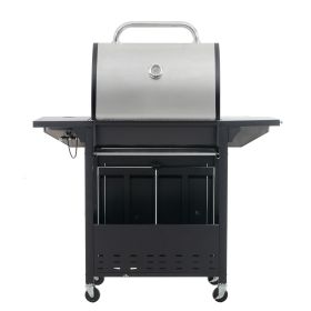 4 Burner Propane Barbecue Grill, Stainless Steel with Side Burner and Thermometer for Outdoor BBQ, Camping