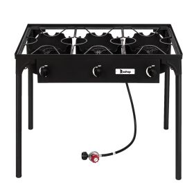Camp Stove Propane Gas Cooker Portable Cast Iron (Three Burner 225000-BTU)