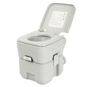 5.3 Gallon 20L Flush Outdoor Indoor Travel Camping Portable Toilet for Car, Boat, Caravan, Campsite, Hospital, Gray XH