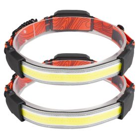 2 Pack Set of Rechargeable Headlamps 3 Light Modes White Red Light Headlight Band Flashlight Hand-free Head Lamp for Fishing Camping Hiking Running