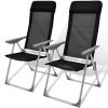Camping Chairs 2 pcs. Black Aluminum