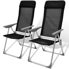 Camping Chairs 2 pcs. Black Aluminum