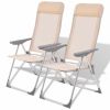Camping Chairs 2 pcs. Cream Aluminum