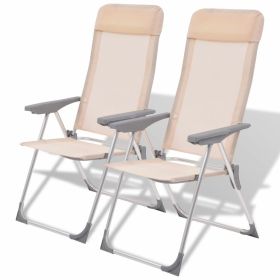 Camping Chairs 2 pcs. Cream Aluminum