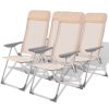 Camping Chairs 4 pcs Cream Aluminum