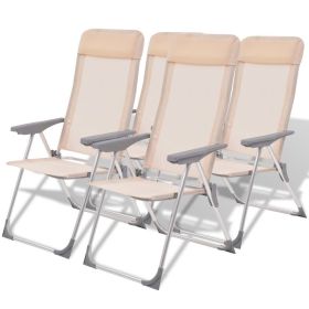 Camping Chairs 4 pcs Cream Aluminum