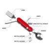 Pocket Knife/Utensils Set; 4-in-1 Stainless Steel Knife, Spoon, Fork, and Bottle Opener, Multitool Great for Backpacking