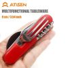 Pocket Knife/Utensils Set; 4-in-1 Stainless Steel Knife, Spoon, Fork, and Bottle Opener, Multitool Great for Backpacking