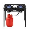 Portable Propane Cast Iron Outdoor Camp Stove (Double Burner 150000-BTU)