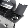 4 Burner Propane Barbecue Grill, Stainless Steel with Side Burner and Thermometer for Outdoor BBQ, Camping
