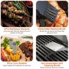 Stainless Steel BBQ Grill Tool Kit, Utensil Accessories with Spatula, Tongs, Fork, Knife, Brush, Pepper & Salt Shaker Bottle, Skewers for Corn
