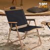 Aluminum Alloy Folding Chair 2 PCS Wood Grain Camping Chair, Portable Leisure Fishing Stool;  Support 265lbs