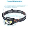 2 Pack of Rechargeable Motion Sensor Headlamps with 6 Light Modes COB XPG Headlight Flashlight for Fishing Running Camping Hiking