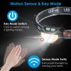 2 Pack of Rechargeable Motion Sensor Headlamps with 6 Light Modes COB XPG Headlight Flashlight for Fishing Running Camping Hiking