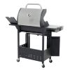 4 Burner Propane Barbecue Grill, Stainless Steel with Side Burner and Thermometer for Outdoor BBQ, Camping
