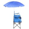 Double Folding Chairs w/Umbrella Mini Table Beverage Holder