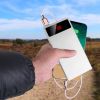 Ultra Thin Power Bank Dual USB Ports with Flashlight - Silver