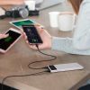 Ultra Thin Power Bank Dual USB Ports with Flashlight - Silver