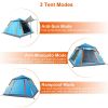 4-5 Person Camping Tent with 2 Mosquito Nets Windows and Carrying Bag in Blue