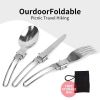 1pcs  Ultralight Stainless Steel Fork, Spoon Tableware, Foldable. Set Of Dishes For Camping - Cooking