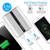 Ultra-Compact Battery Pack 12000mAh Portable Charger with Dual USB Ports 3.1A Output Power Bank - Silver