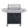 4 Burner Propane Barbecue Grill, Stainless Steel with Side Burner and Thermometer for Outdoor BBQ, Camping
