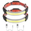 2 Pack Set of Rechargeable Headlamps 3 Light Modes White Red Light Headlight Band Flashlight Hand-free Head Lamp for Fishing Camping Hiking Running