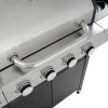 4 Burner Propane Barbecue Grill, Stainless Steel with Side Burner and Thermometer for Outdoor BBQ, Camping