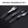 1pcs  Ultralight Stainless Steel Fork, Spoon Tableware, Foldable. Set Of Dishes For Camping - Cooking