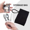 1pcs  Ultralight Stainless Steel Fork, Spoon Tableware, Foldable. Set Of Dishes For Camping - Cooking