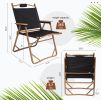 Aluminum Alloy Folding Chair 2 PCS Wood Grain Camping Chair, Portable Leisure Fishing Stool;  Support 265lbs