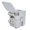 5.3 Gallon 20L Flush Outdoor Indoor Travel Camping Portable Toilet for Car, Boat, Caravan, Campsite, Hospital, Gray XH