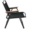 Camping Chairs 2 pcs Black, Oxford Fabric