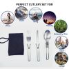 1pcs  Ultralight Stainless Steel Fork, Spoon Tableware, Foldable. Set Of Dishes For Camping - Cooking