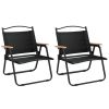 Camping Chairs 2 pcs Black, Oxford Fabric