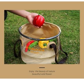 30L Barbecue dishwashing bucket telescopic fishing bucket (select: Outdoor folding bucket-Khaki)