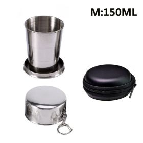 Stainless Steel Folding Collapsible Cup; Ultralight Travel Cup; Cup With Keychain (Small: M 150ML)