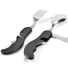 4 In 1  Stainless Steel Tableware Set (orange,green: Black)