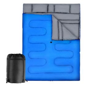 Portable Double Person Waterproof Sleeping Bag W/ 2 Pillows (orange,green: Blue, Type: Sleeping Pad)