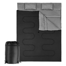 Portable Double Person Waterproof Sleeping Bag W/ 2 Pillows (orange,green: Black, Type: Sleeping Pad)