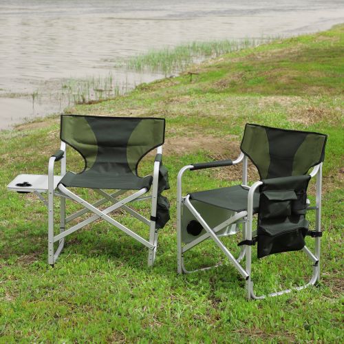 2-piece Lightweight Outdoor Chair with Side Table Storage