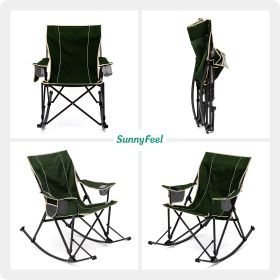Outdoor Luxury Padded Recliner, Folding Lawn Chair with Pocket (orange,green: Green)
