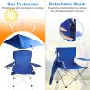 Foldable Beach Chair with Detachable Umbrella and Adjustable Armrest