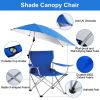 Foldable Beach Chair with Detachable Umbrella and Adjustable Armrest