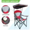 Heavy Duty Steel Frame Camping Chair with Shade Canopy